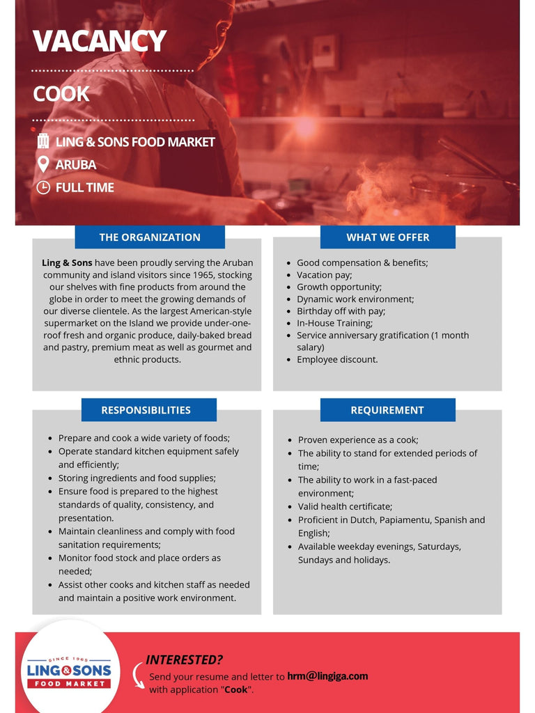 Cook Vacancy - Join our team!