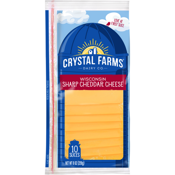 Crystal Farms Sharp Cheddar Slices 8 oz