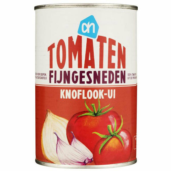 AH Tomaten Fijngesneden Knoflook-Ui 400 gr